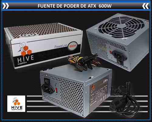 Fuente De Poder Atx 600w Hive 20/24 Pines Conector Sata