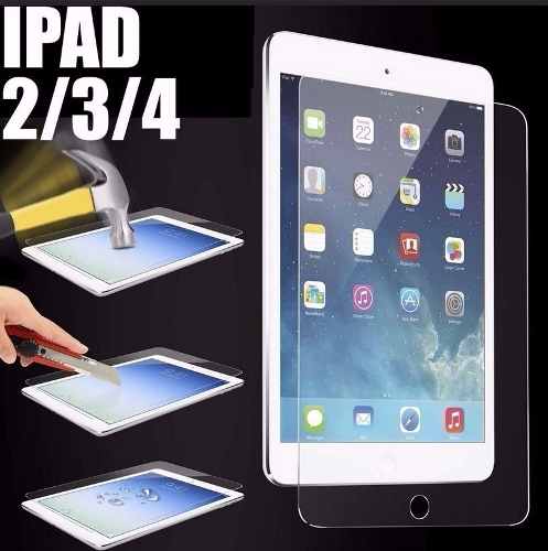 Protector Vidrio Templado iPad 2 3 4 Mide 23,7cm X 18,2cm
