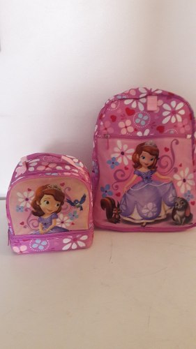 Bolso Morral Escolar Y Lonchera De Princesa Sofia Disney