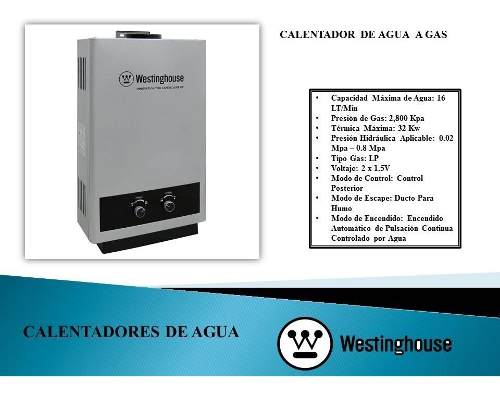 Calentador De Agua A Gas 16 Lt Westinghouse