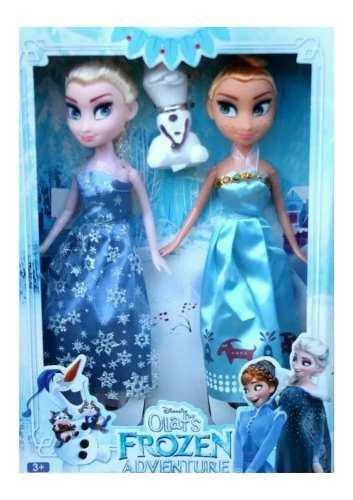 Set 2 Muñecas Frozen Elsa Y Anna + Olaf Juguete Niñas