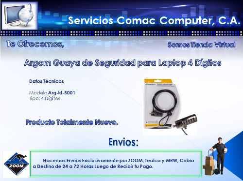 Guaya De Seguridad Para Laptop Argom 4 Digitos Arg-kl-5001