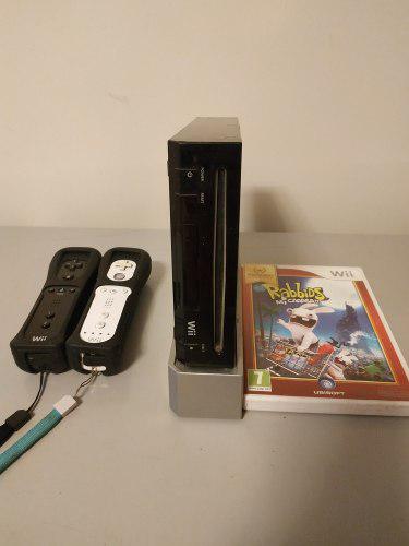 Wii Color Negro 2 Controles Y Cables 1 Juego Chipeada Ref 50