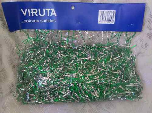 Viruta Decorativa Verde-plata Metalizada Paquete 120gr Aprox