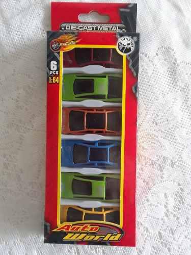 Carritos Set 6 Unidades Die Cast Metal Auto World Niños