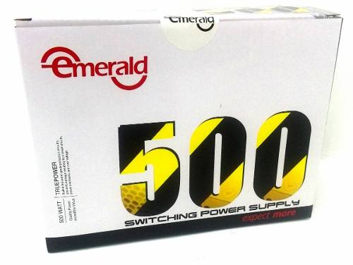 Fuente De Poder 500 Watts Emerald Atx 20+4 Pines Sata Pc