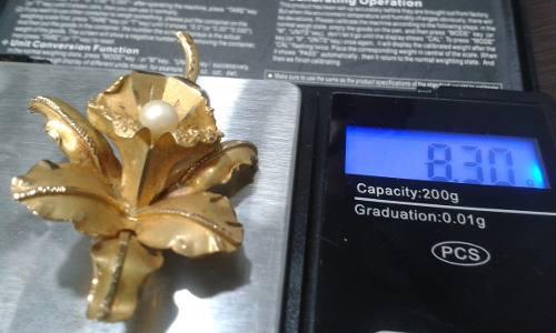 Orquidea De Oro 18 K Con Perla Legitima