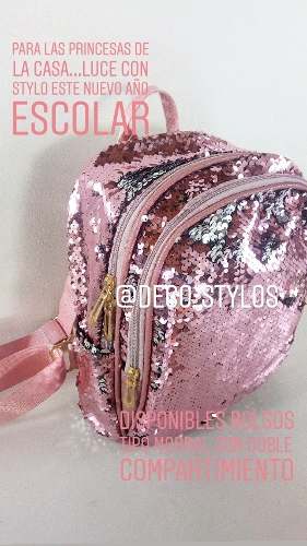 Bolsos Tipo Morral Escolar De Lentejuelas Para Niña