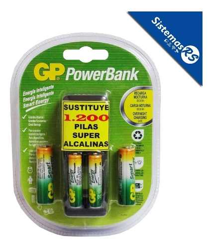 Gp Cargador Aa/aaa Powerbank + 4 Baterias Pilas Recargables