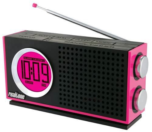 Radio Reloj Realtone Am / Fm Portátil De Alarma Dual,