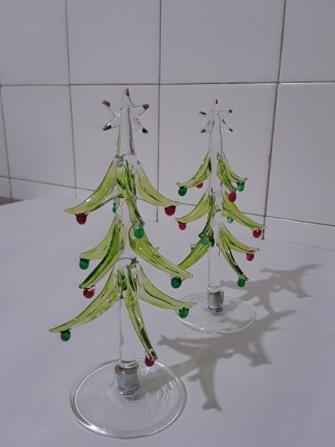 Adorno Navidad Arbolitos Cristal Con Luces