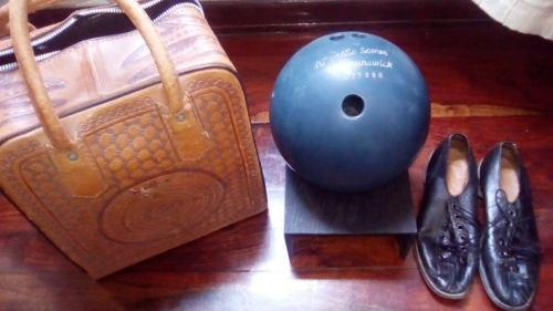 Set De Bola De Bowling Brunswick, Bolso De Cuero Y Zapatos