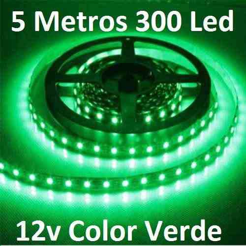 Tira Cinta Led 3528 Color Verde 5 Metros 300 Led 12 Voltios