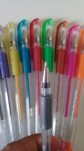 Bolígrafos Con Tinta Gel 10 Und Escarchados 0.8mm