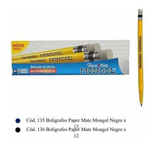 Bolígrafos Mongol Paper Mate Negro- Azul X12