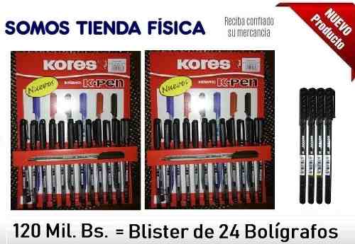 Boligrafos Kores K1 Negro Blister De 24 Unidades