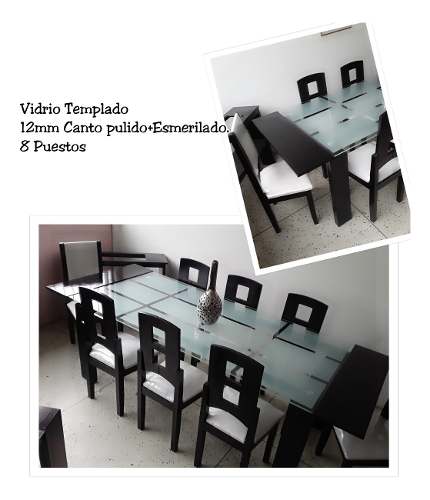 Juego De Comedor 8 Puestos. Vidrio Templado. 8 Sillas