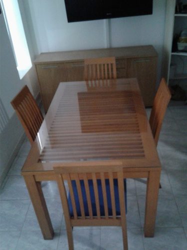 Juego De Comedor Madera Y Vidrio 4 Puestos