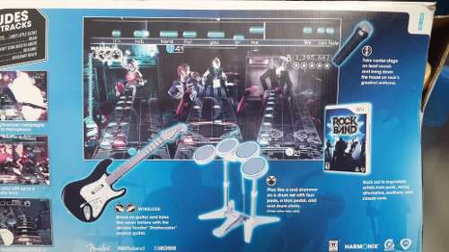 Wii Rock Band Special Edition Guitar Tamb Dis Pedal Microfo