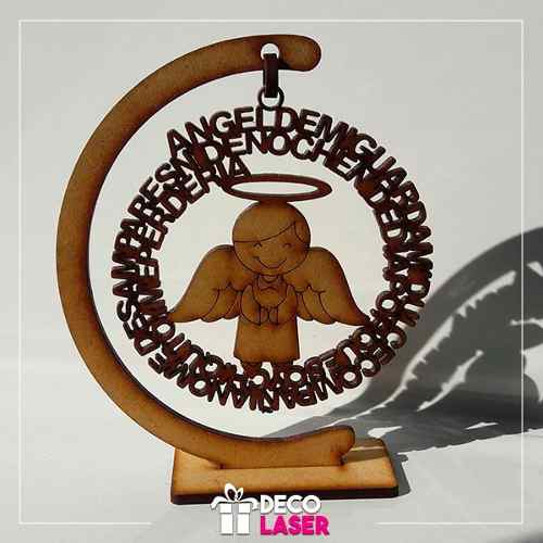 Angel De La Guarda 12x11 En Mdf 3mm - Recuerdos Corte Laser