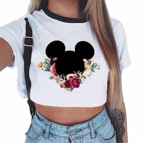 Blusa Disney Crop Top Mickey/ Moda Juvenil/ropa Kawaii