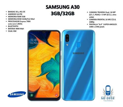Telefono Celular Samsung A30 3gb/32gb (189dlr) Android 9.0