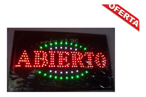 Aviso Abierto - Led - Grande - 55 X 34 Cm