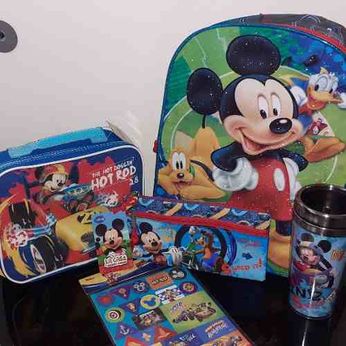 Combo Escolar Morral Para Niños Mickey Disney