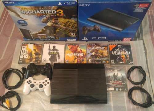 Playstation 3 Ps3 De 250gb Con 2 Controles Y 10 Juegos