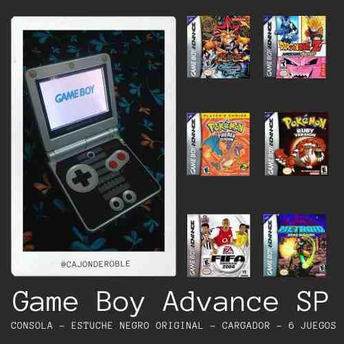 Gameboy Advance Sp + 6 Juegos + Estuche + Cargador