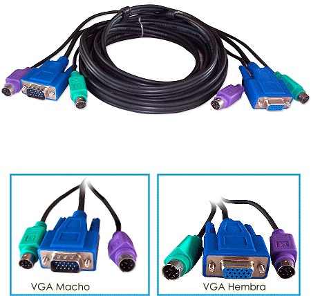 Cable Extension Kvm 15 Pines Vga Monitor Teclado Mouse Ps2