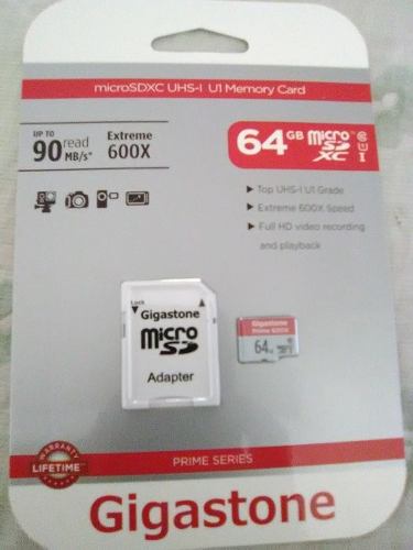 Memoria Microsd Gigastone 64 Gb Con Adaptador Clase 10