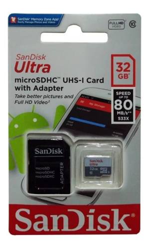 Micro Sd Card De 32gb Sandisk Clase 10 Original 11 Ver Ds