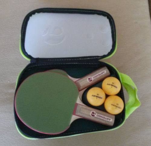 Juego Ping Pong, 3 Pelotas+2 Raquetas+malla+estuche Artengo