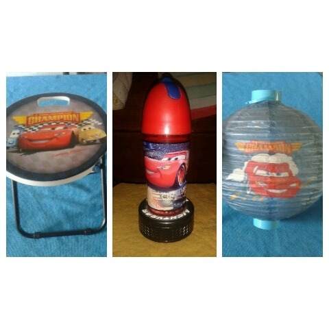 Banquito Plegable Disney Pixar Cars + Vasos Cooler + Lampara