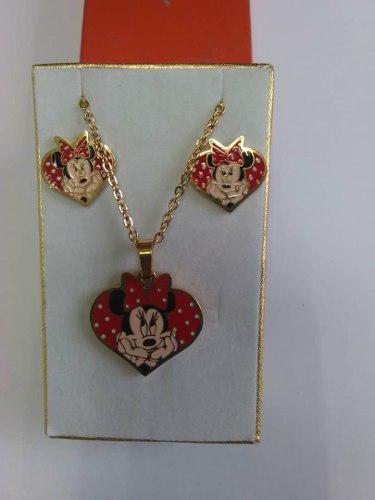 Cadena Para Niña, Con Dije Minnie; Zarcillos.