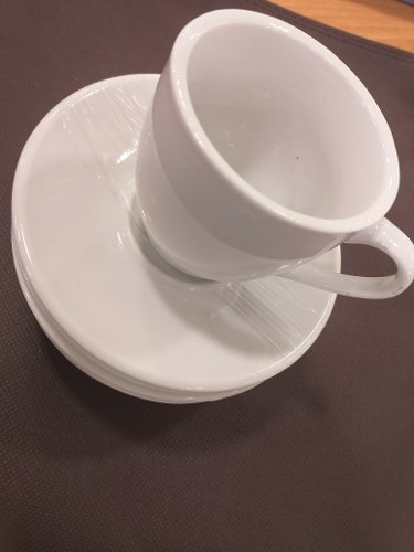 Juegox6 Taza D/ceramica Blanca Lisa + Plato P/ Cafe Sencilla