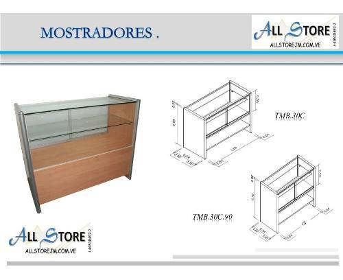 Mostrador En Mdf Y Vidrio, Exhibidor Tiendas Y Locales