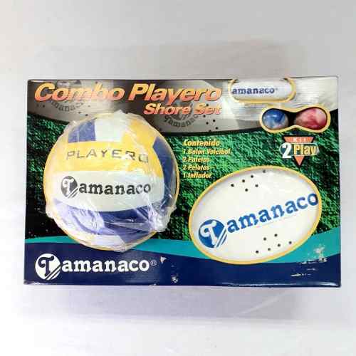 Set Combo Playero Tamanaco Raquetas Balon Voleibol +inflador