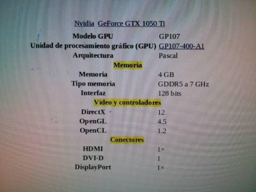 Tarjeta De Video Nvidea Geforce Gtx 1050 Ti 4gb