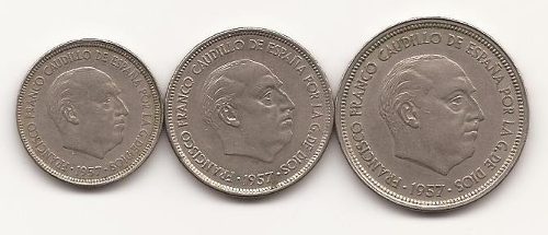 Monedas De F. Franco Caudillo De España  Y 5