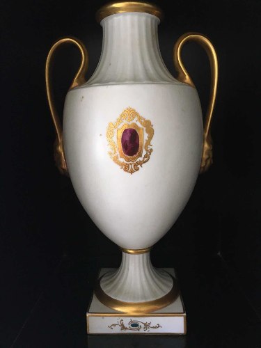 Ánfora Jarrón Antiguo De Porcelana Italiana Y Oro Grande