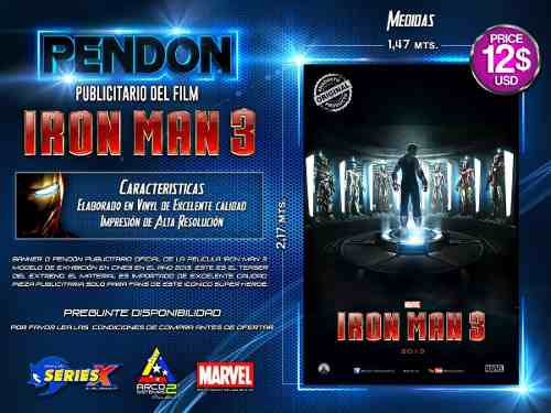 Afiches Pendón Gigante Iron Man 3 Original Único