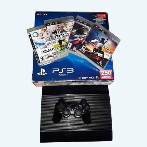 Play Station 3 Super Slim (250gb) +15 Juegos + 1 Control