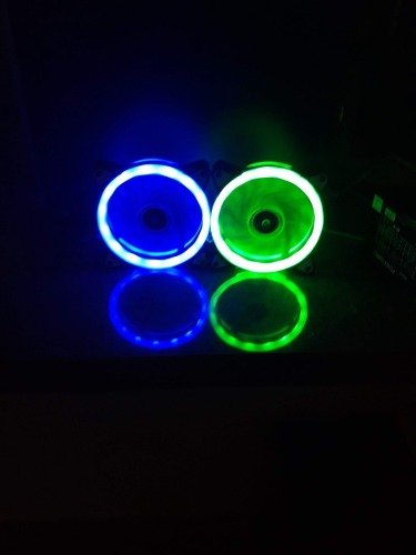 Fan Cooler Led Azul. Verde 12x12 Ventilador Pc Doble Anillo