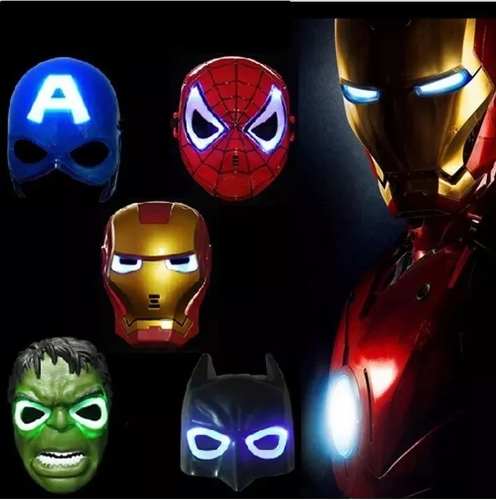 Mascaras Iron Man Spiderman Hulk Capitan America Con Luz Led