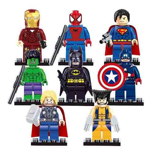 Lego Figura Hulk Capitan Spiderman Superman Iron Thor Batman