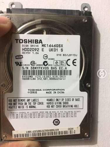 Disco Duro Toshiba 160gb rpm Para Laptop Sata