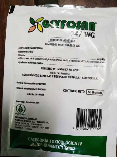 Herbicida Glifosan Galon, 1litro, Sobres 50 Gr
