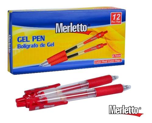 Bolígrafo De Gel Rojo Merletto Precio Por Caja 12 Unidades